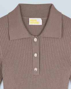 FROM FUTURE Vestito Corto Maniche lunghe Taupe Discount