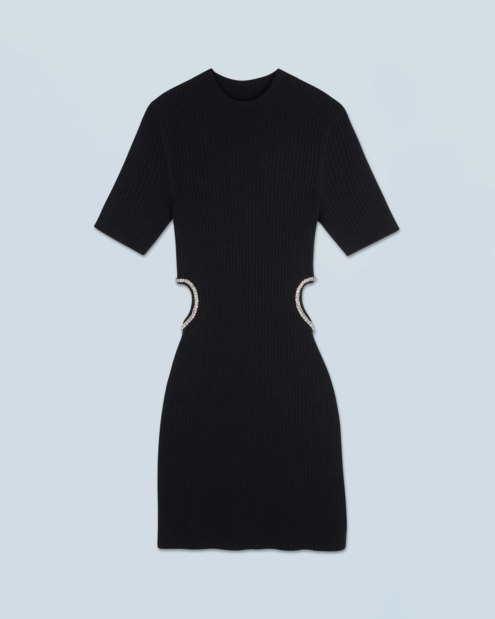 FROM FUTURE Vestito Corto Maniche lunghe Gioiello Cuore Nero New