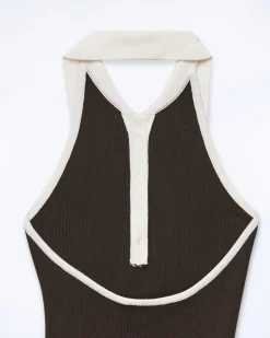 FROM FUTURE Vestito Corto Spallina Cioccolato Sale