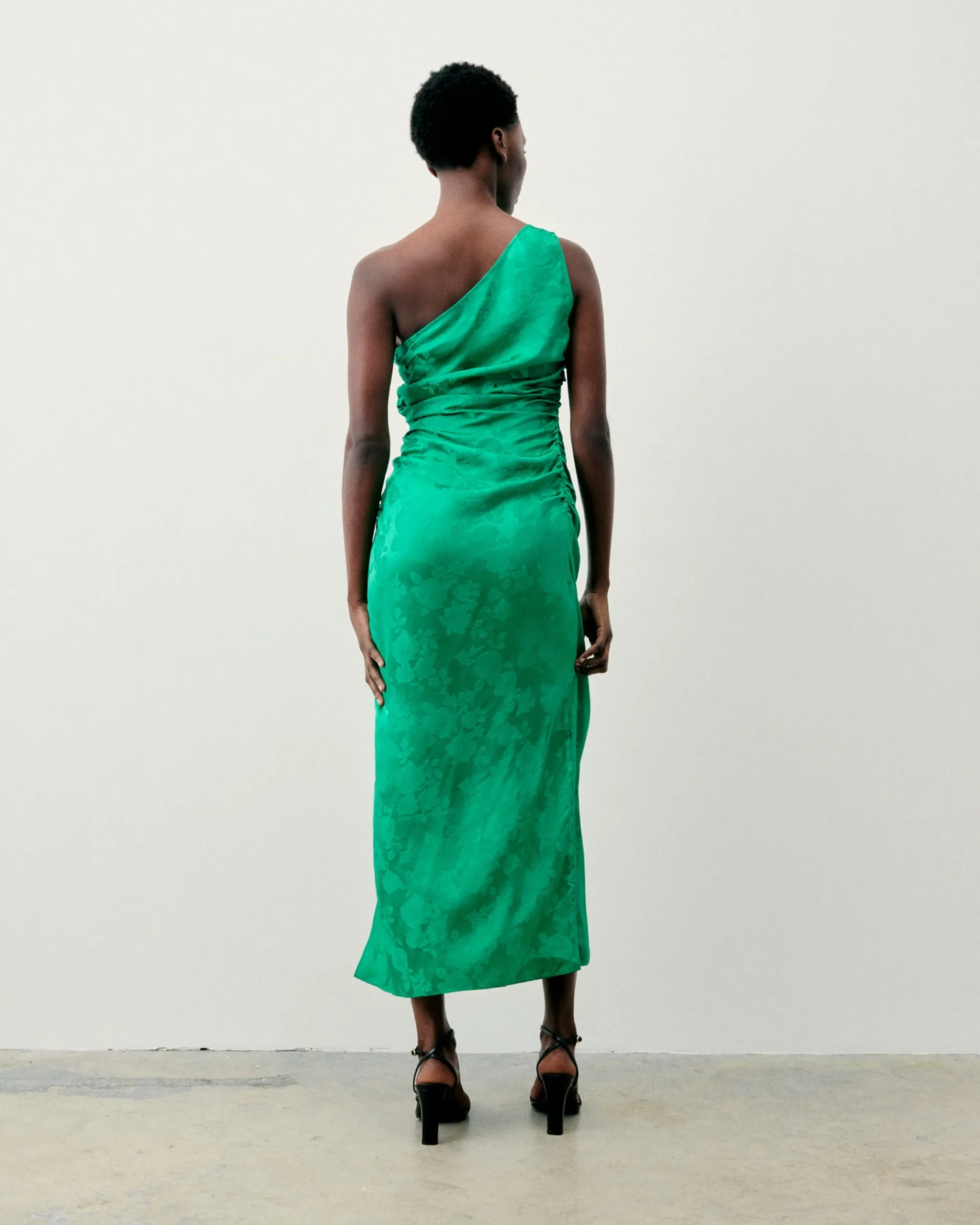 FROM FUTURE Vestito Lungo Asimmetrico Adele Jacquardverde Best Sale