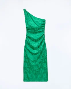 FROM FUTURE Vestito Lungo Asimmetrico Adele Jacquardverde Best Sale