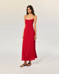 FROM FUTURE Vestito Lungo con Spallina Ilona Rosso Hot