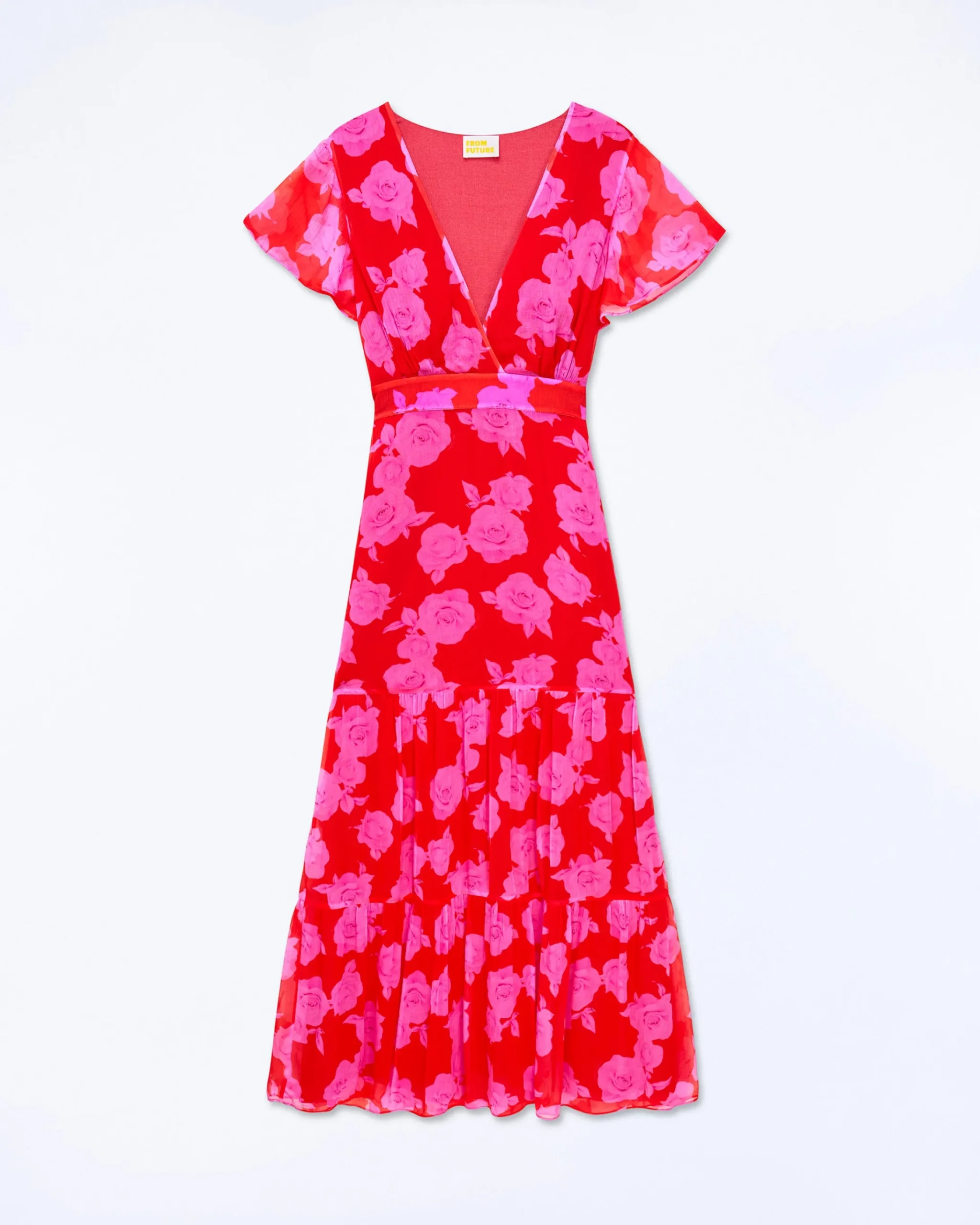 FROM FUTURE Vestito Lungo Maniche corte Julia SummerRosesRed Outlet