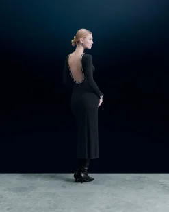 FROM FUTURE Vestito Lungo Maniche lunghe Nero Hot