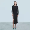 FROM FUTURE Vestito Lungo Maniche lunghe Nero Flash Sale