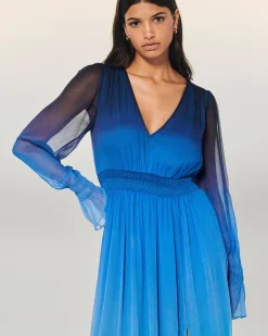 FROM FUTURE Vestito Lungo Maniche lunghe Mussolina BlurryOcean Hot