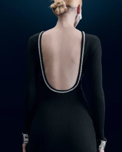 FROM FUTURE Vestito Lungo Maniche lunghe Nero Hot