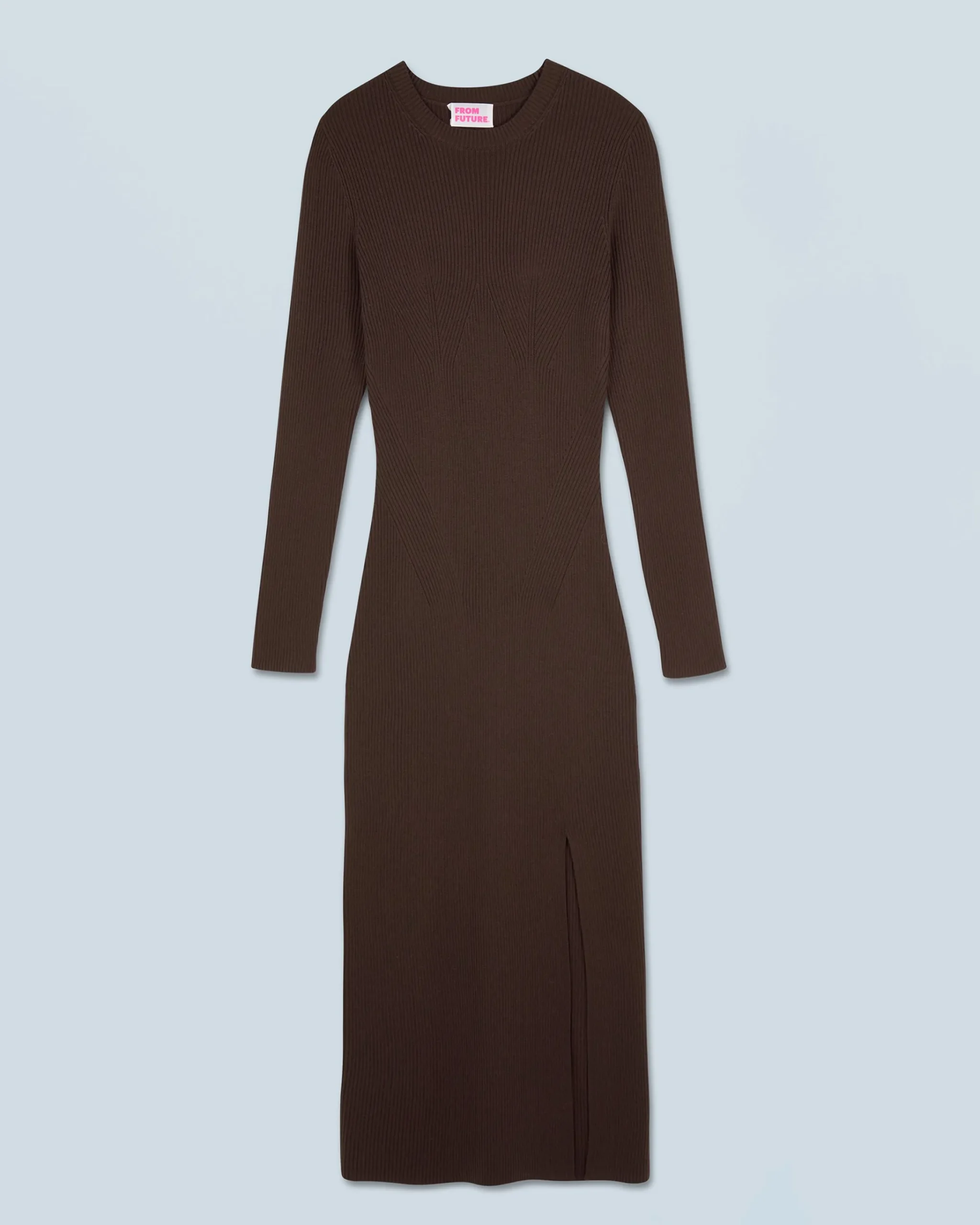 FROM FUTURE Vestito Lungo Maniche lunghe Cioccolato Cheap