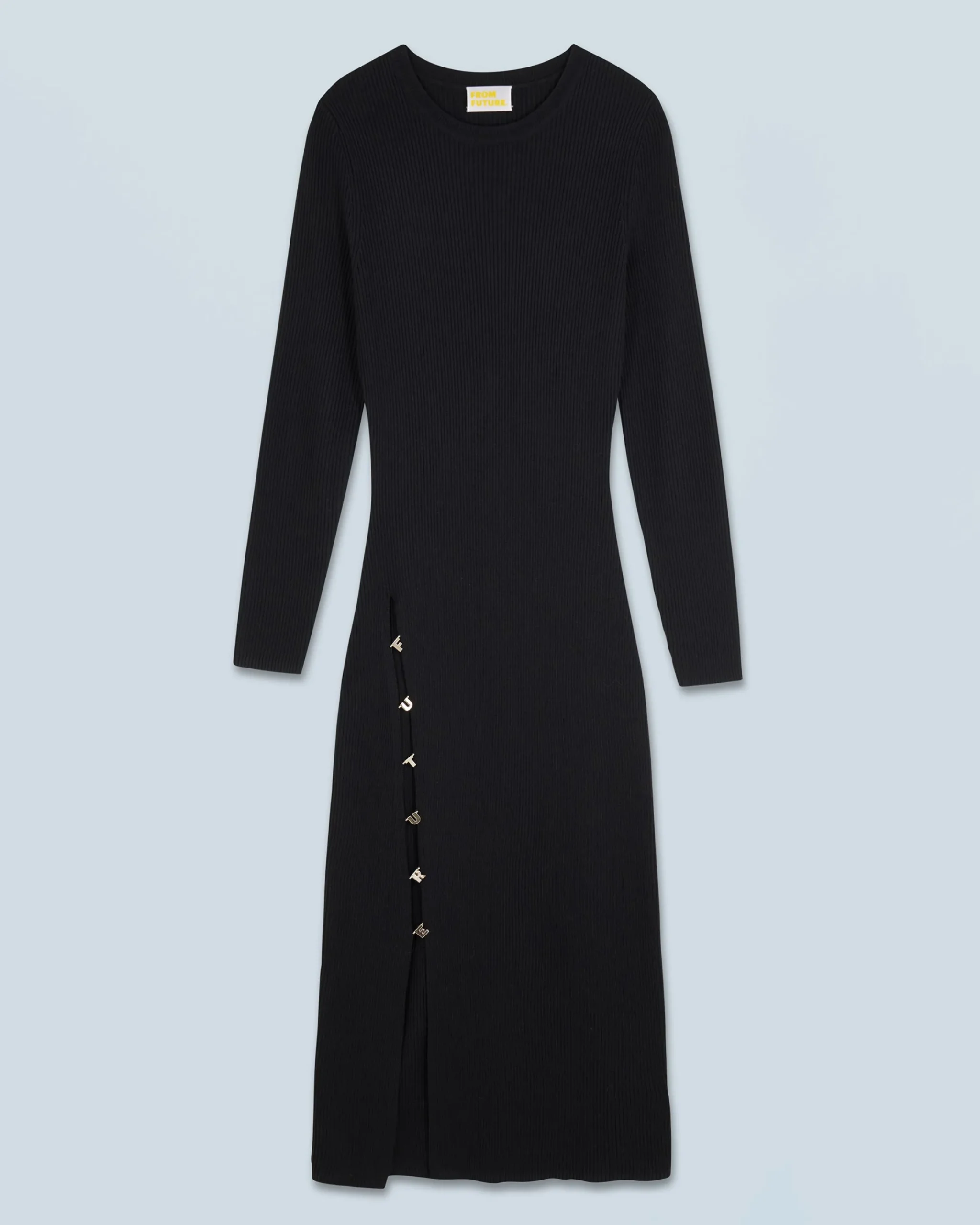 FROM FUTURE Vestito Lungo Maniche lunghe Nero Flash Sale