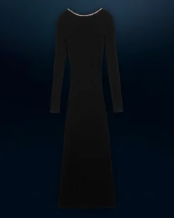 FROM FUTURE Vestito Lungo Maniche lunghe Nero Hot