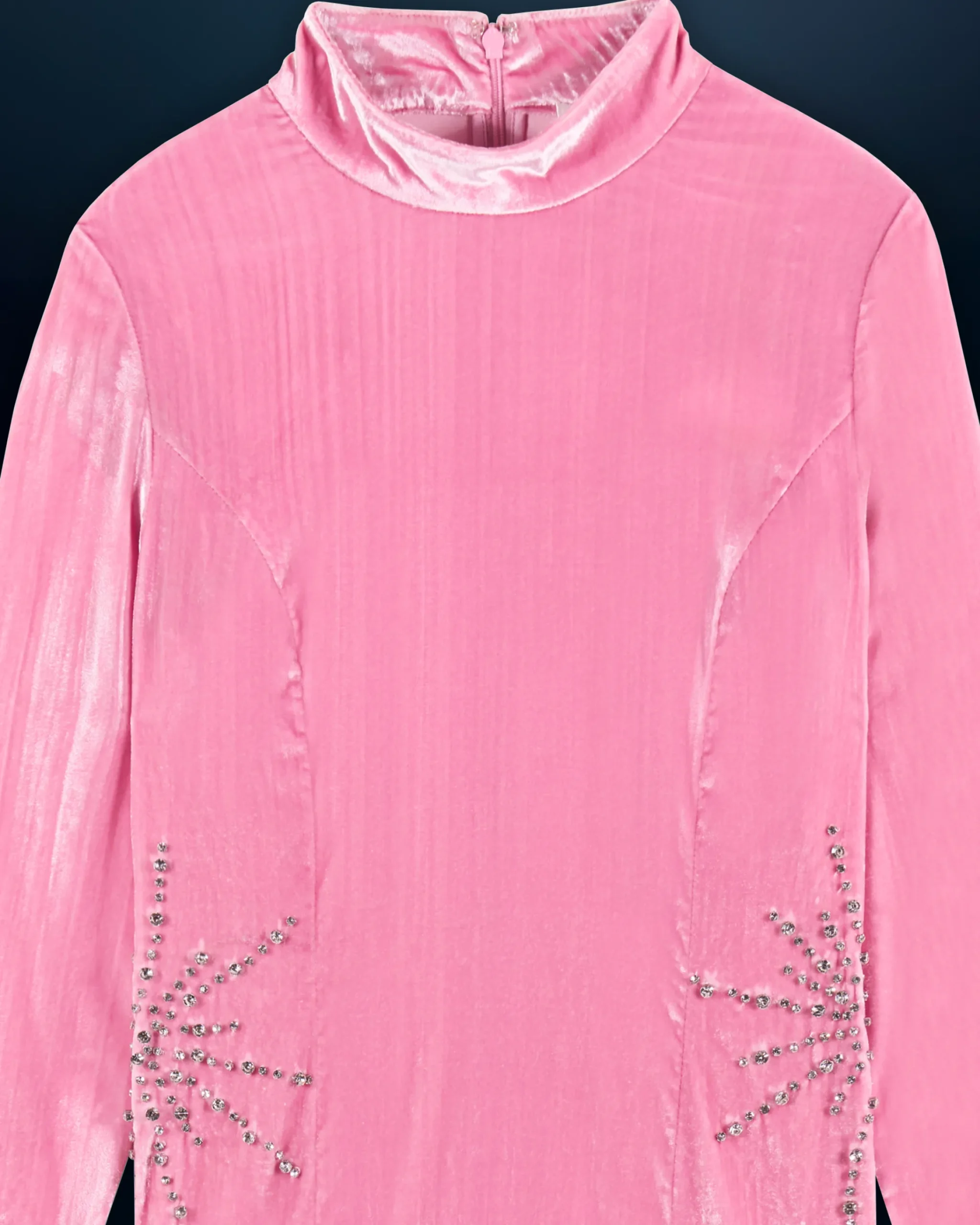 FROM FUTURE Vestito Lungo Maniche lunghe Velluto crinkle CrystalPink Cheap