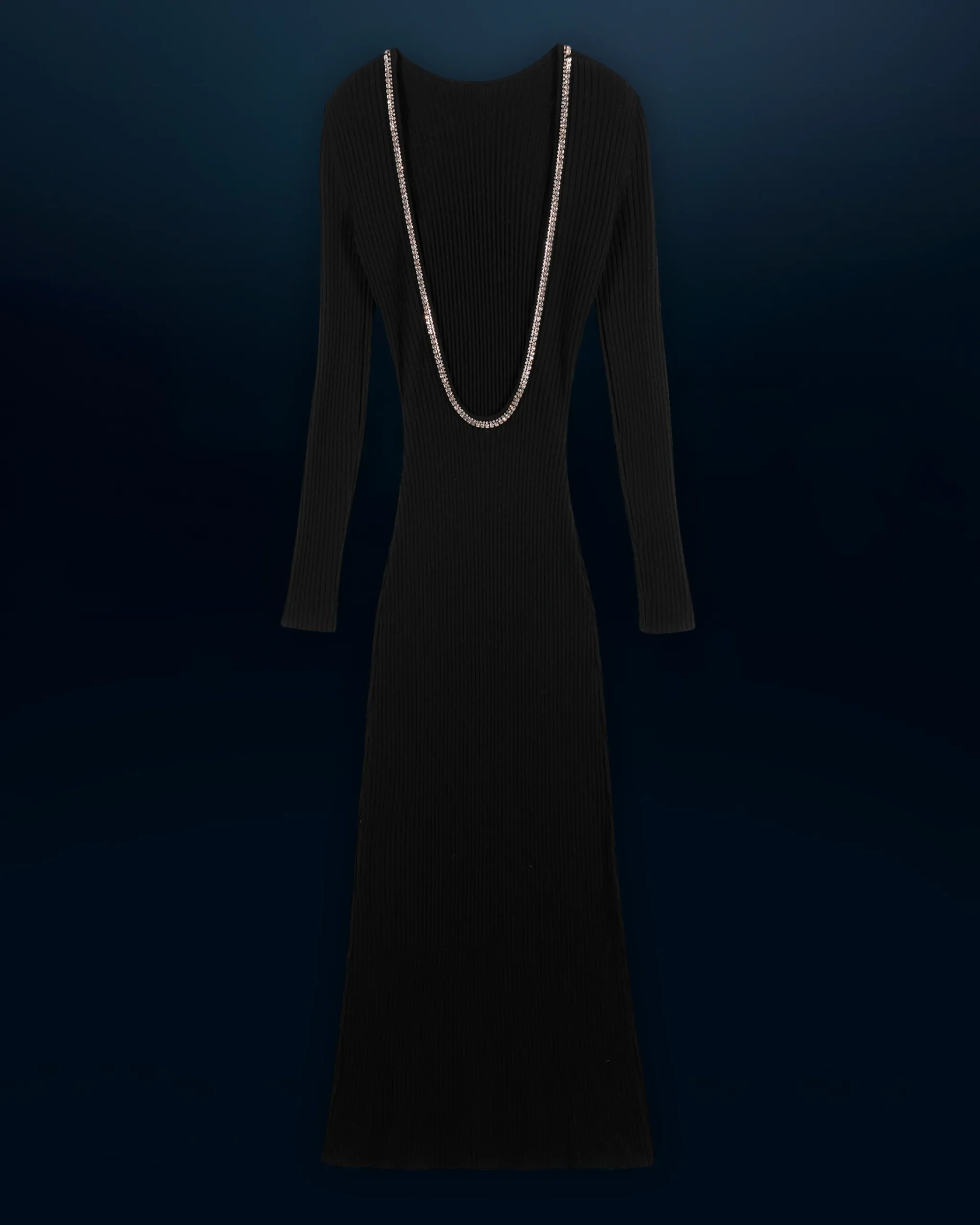FROM FUTURE Vestito Lungo Maniche lunghe Nero Hot