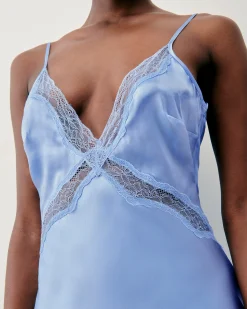 FROM FUTURE Vestito Lungo Spallina Lila BabyBlue Outlet