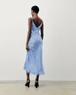 FROM FUTURE Vestito Lungo Spallina Lila BabyBlue Outlet