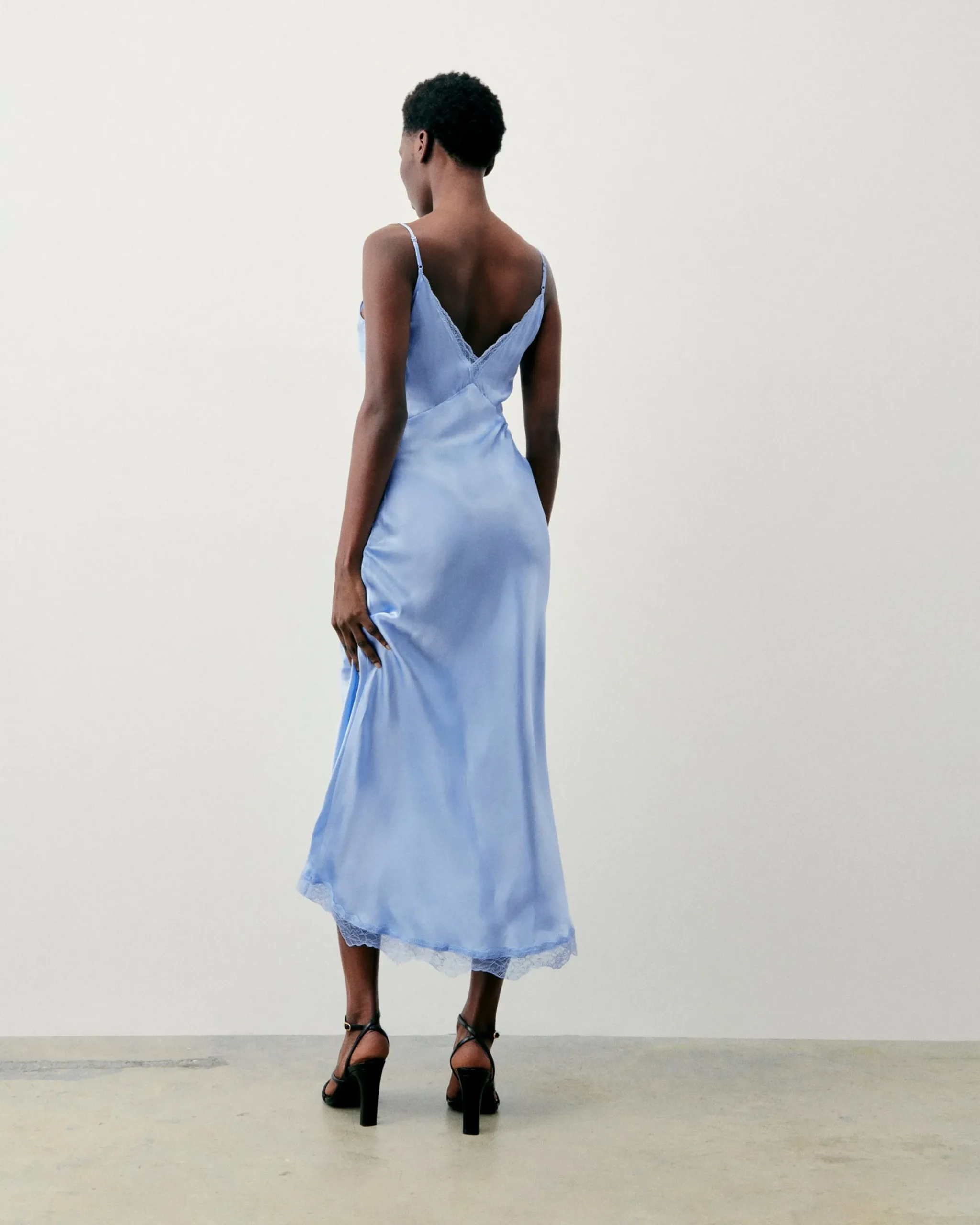 FROM FUTURE Vestito Lungo Spallina Lila BabyBlue Outlet