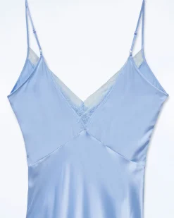FROM FUTURE Vestito Lungo Spallina Lila BabyBlue Outlet