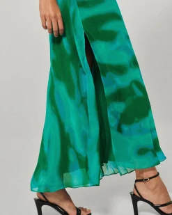 FROM FUTURE Vestito Lungo Spallina Mussolina MarvelousGreen Cheap