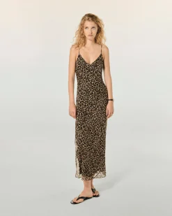 FROM FUTURE Vestito Lungo Spallina Mussolina WinterLeopard New
