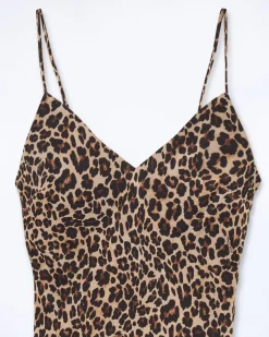 FROM FUTURE Vestito Lungo Spallina Mussolina WinterLeopard New