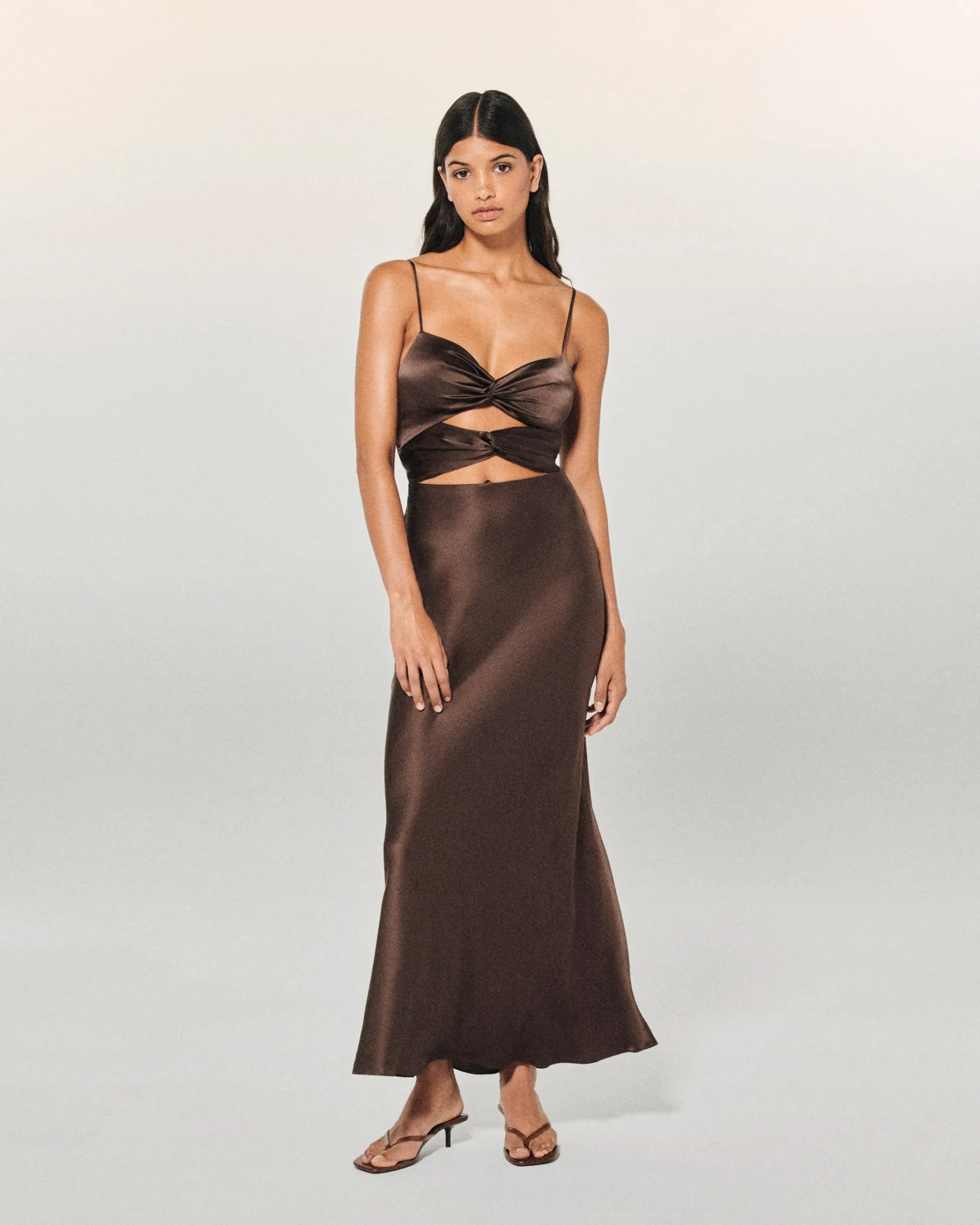 FROM FUTURE Vestito Lungo Spallina Naia Cioccolato Fashion